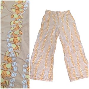 Puakenikeni Pikake Lei Floral Flower Pants Bottoms Hawaii Wide Palazzo